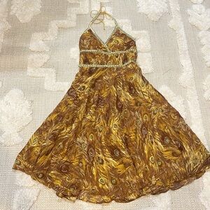 PHOEBE COUTURE Halter Midi Dress Peacock